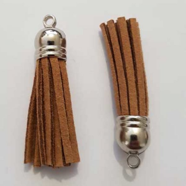 Pompon su&eacute;dine uni 45 mm N&deg;08 Marron Clair