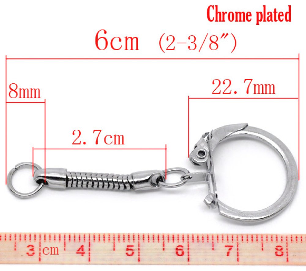 Zilveren metalen sleutelhanger 6 cm
