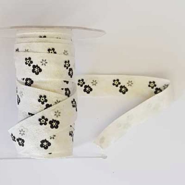 Ruban Galon 16 mm motif fleur N&deg;02