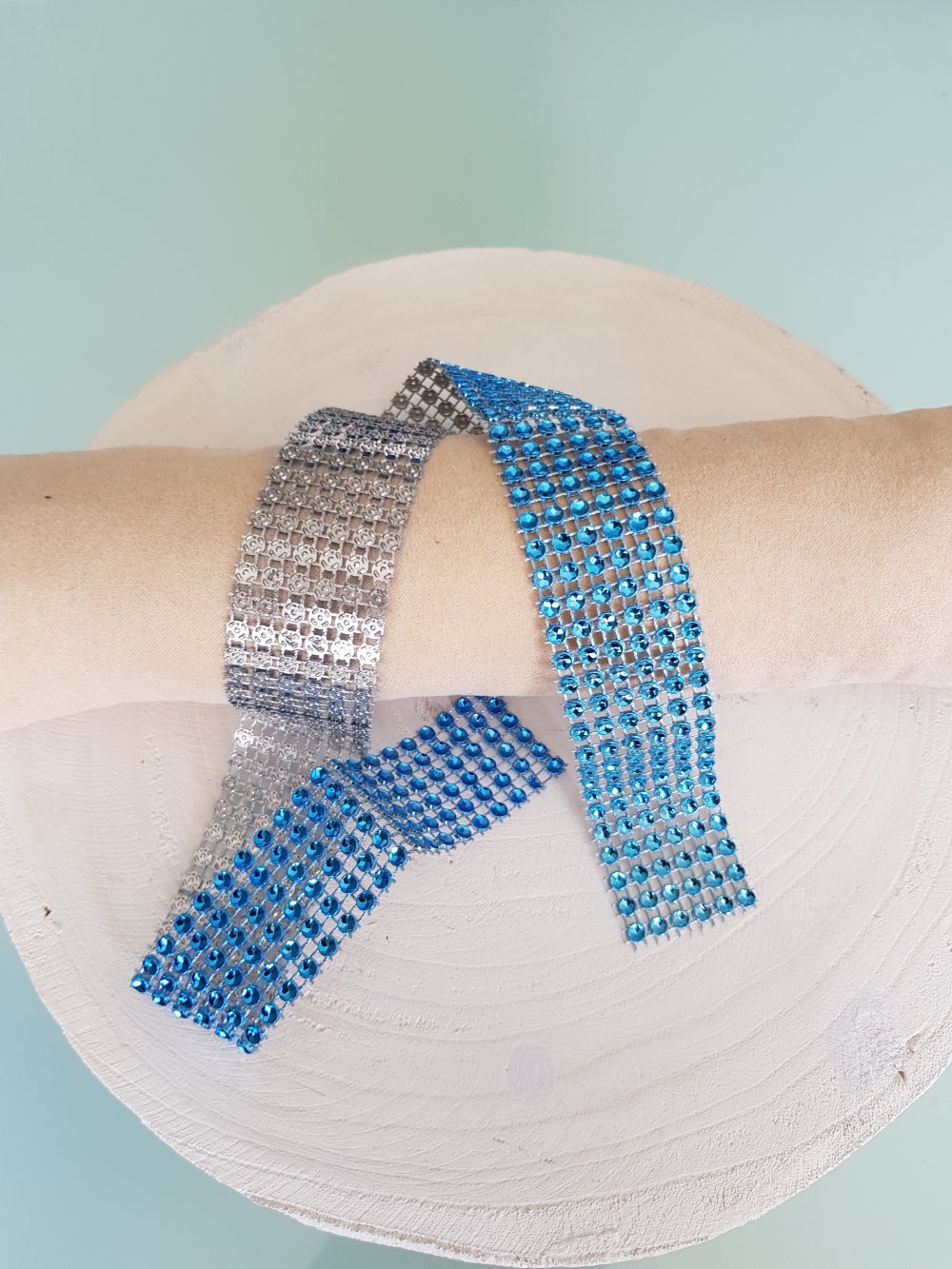 Strass lint N°04 Turquoise Blauw per 0,50 cm.