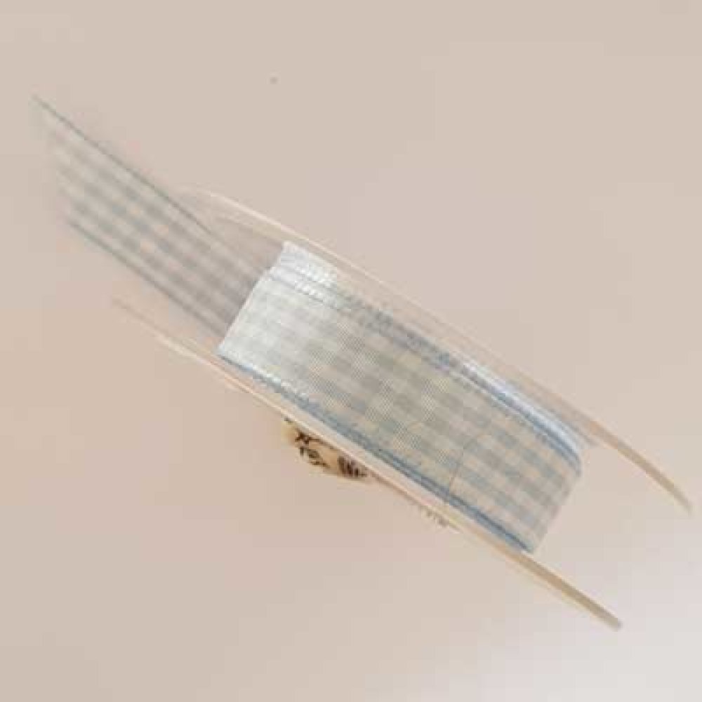 Ruban vichy bleu ciel et blanc de 15 mm 02 x 1 mètre