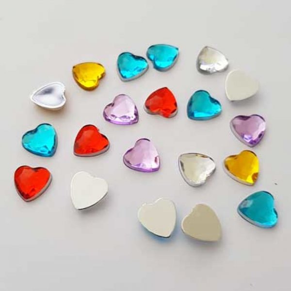 Strass c&oelig;ur couleur assorti 08 mm par 20 pi&egrave;ces