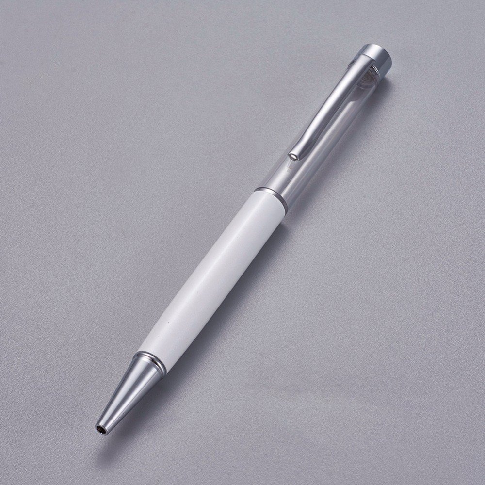 Bead decoreren pen lege buis aan te passen zilver wit x 1 stuk
