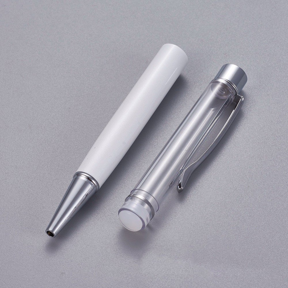 Bead decoreren pen lege buis aan te passen zilver wit x 1 stuk
