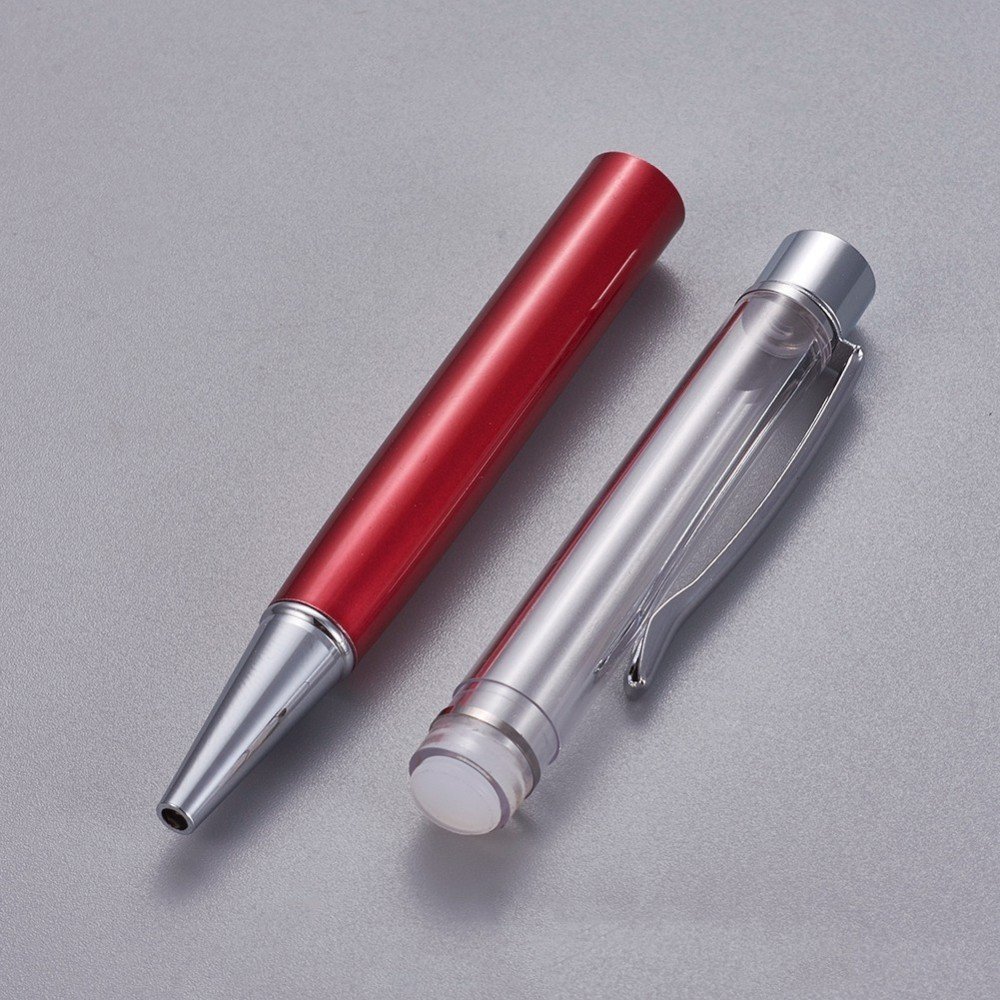 Bead decoreren pen lege buis aan te passen zilver rood x 1 stuk