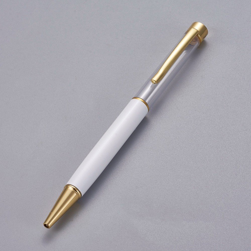 Bead decoreren pen lege buis op maat wit goud x 1 stuk