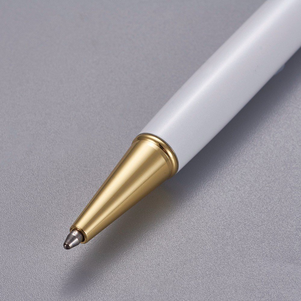 Bead decoreren pen lege buis op maat wit goud x 1 stuk