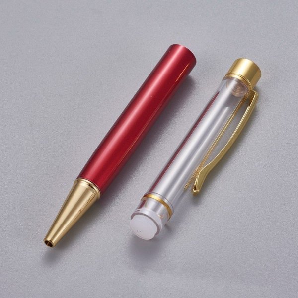 Bead decoreren pen lege buis op maat rood goud x 1 stuk
