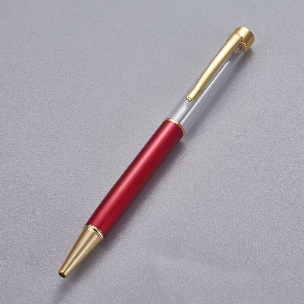 Bead decoreren pen lege buis op maat rood goud x 1 stuk