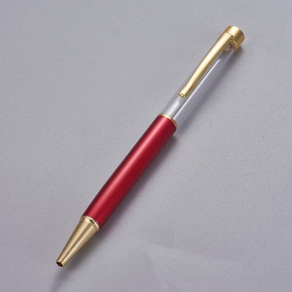 Bead decoreren pen lege buis op maat rood goud x 1 stuk