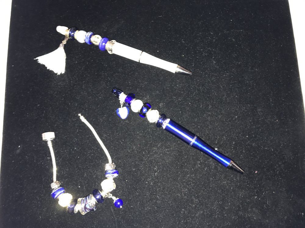 Blauwe Azuur Decoratieve Kraalpen voor maatwerk x 1 stuk