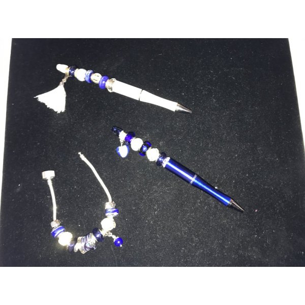 Blauwe Azuur Decoratieve Kraalpen voor maatwerk x 1 stuk