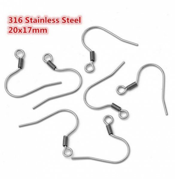 Oorbelhouder Roestvrij stalen haak N&deg;08 x 5 paar