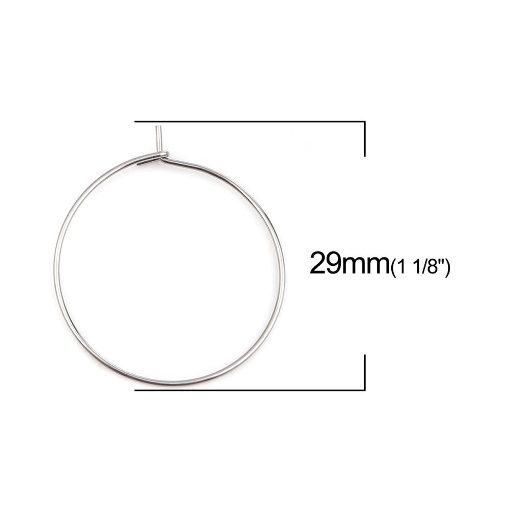 Creoolse Oorbelhouder Roestvrij Staal Zilver N°03-25 mm x 5 paar