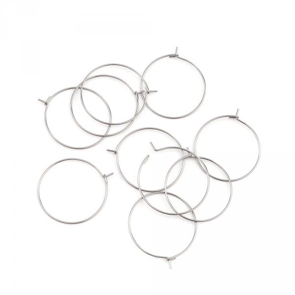 Zilveren Creoolse Oorbelhouder Roestvrij Staal N&deg;03-30 mm x 5 paar