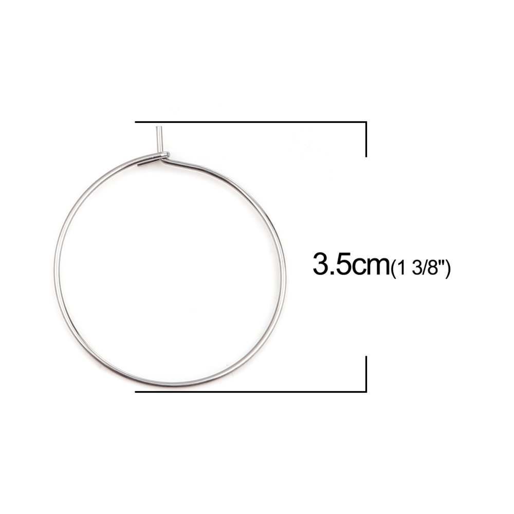 Zilveren Creoolse Oorbelhouder Roestvrij Staal N°03-30 mm x 5 paar