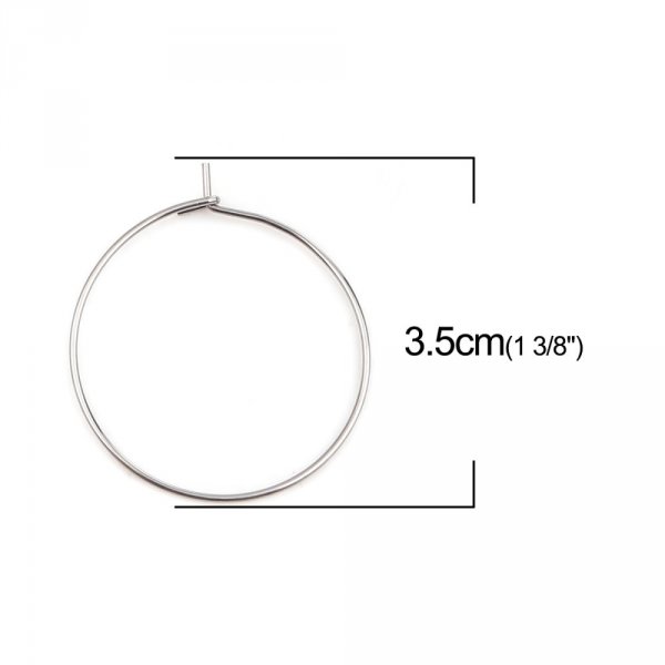 Zilveren Creoolse Oorbelhouder Roestvrij Staal N&deg;03-30 mm x 5 paar