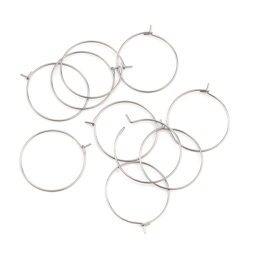 Creoolse Oorbelhouder Roestvrij Staal Zilver N°03-35 mm x 5 paar