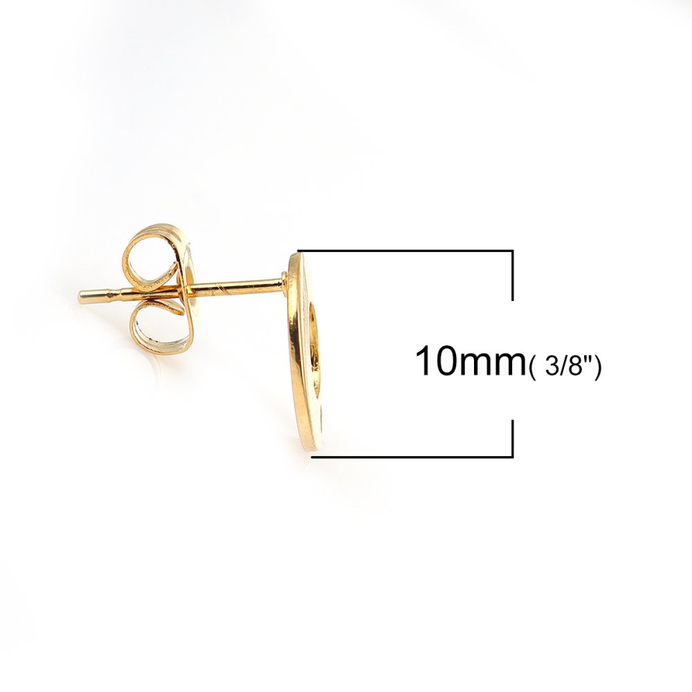 Oorbelhouder 10 mm rond roestvrij staal chip N°04 Goud