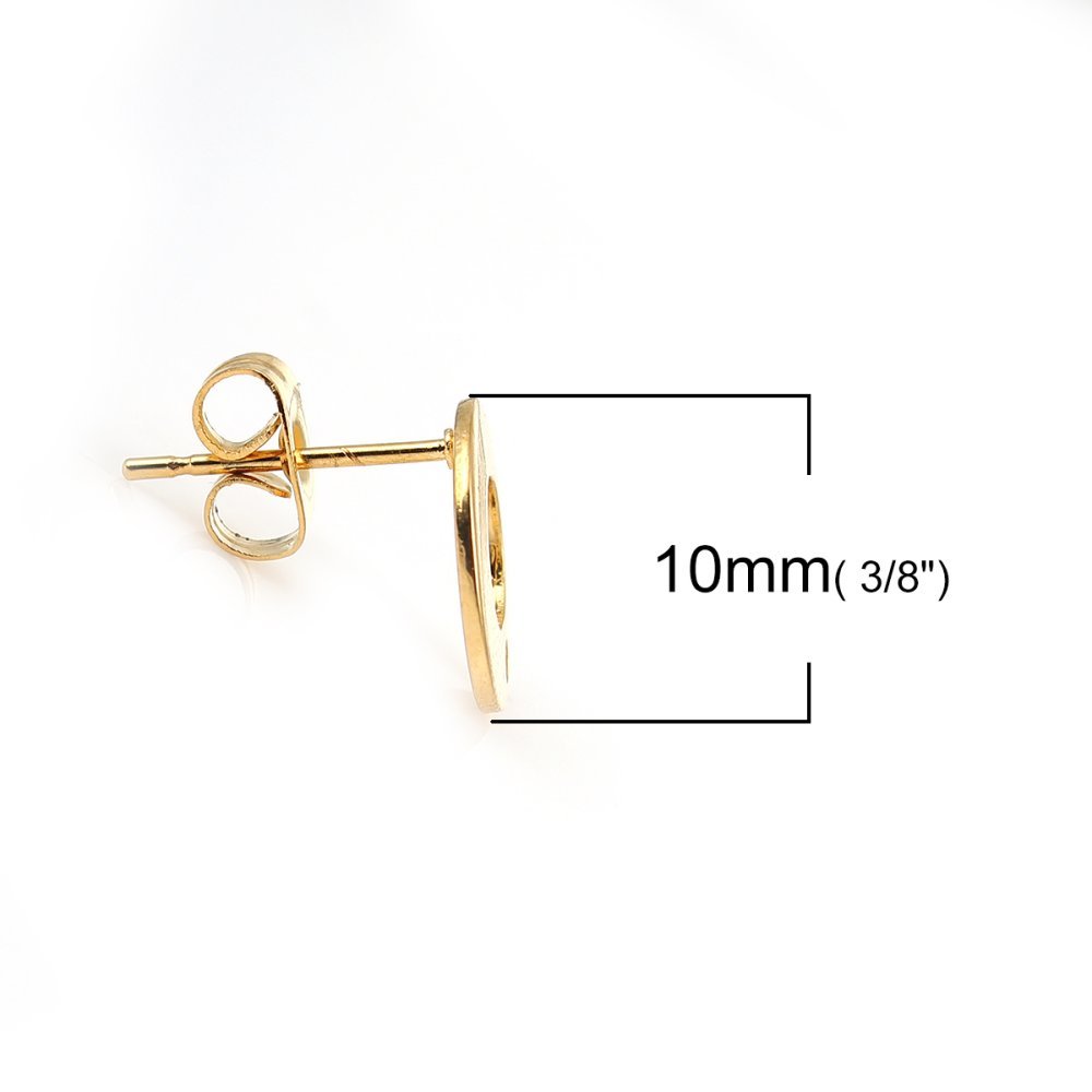 Oorbelhouder 10 mm rond roestvrij staal chip N°04 Goud