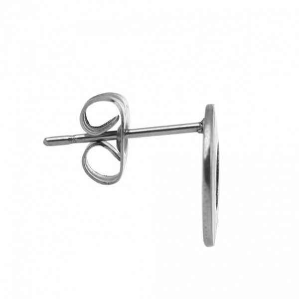 Oorbelhouder 10 mm roestvrij staal ronde chip N&deg;04 Zilver