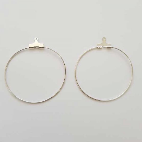 Support Boucle d'oreille Cr&eacute;ole M&eacute;tal Argent&eacute; 30 mm x 1 paire