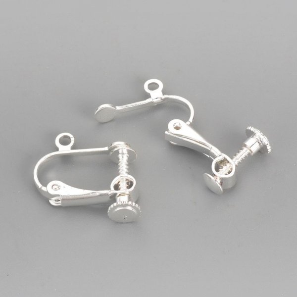 Support Boucle d'oreille Clip r&eacute;glable &agrave; vis argent&eacute; 15 x 17 mm x 1 paire