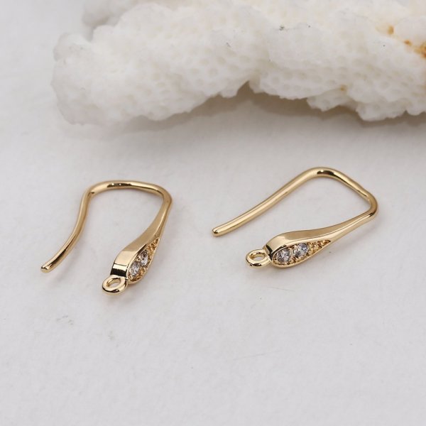 Oorbelhouder N&deg;26 Vergulde haak en Strass