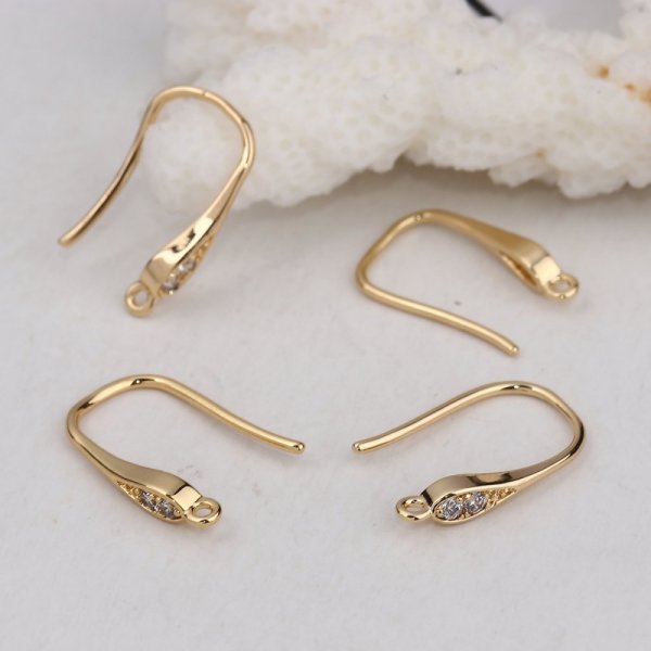 Oorbelhouder N&deg;26 Vergulde haak en Strass