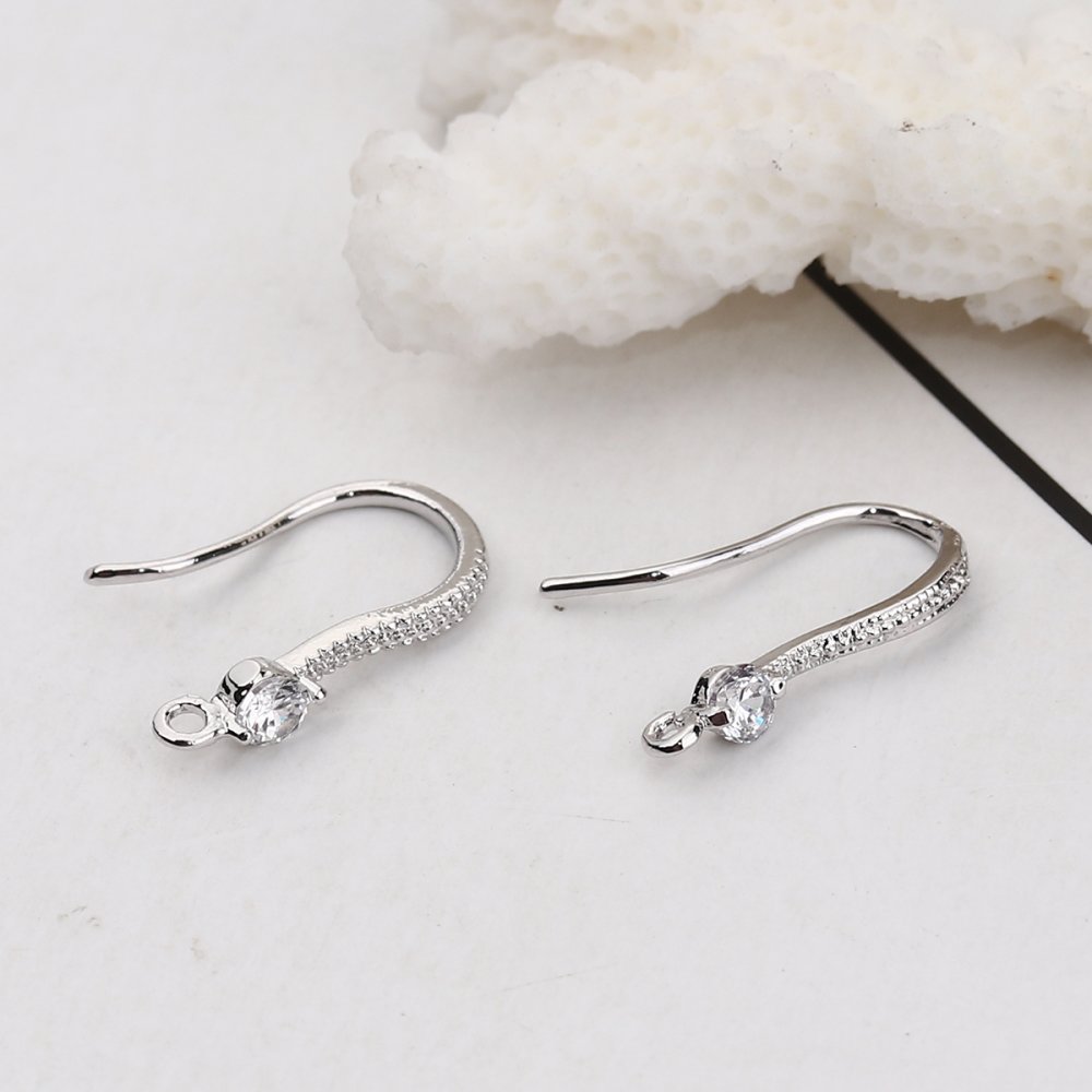 Oorbelhouder N°01 Platina vergulde haak en Transparant Strass