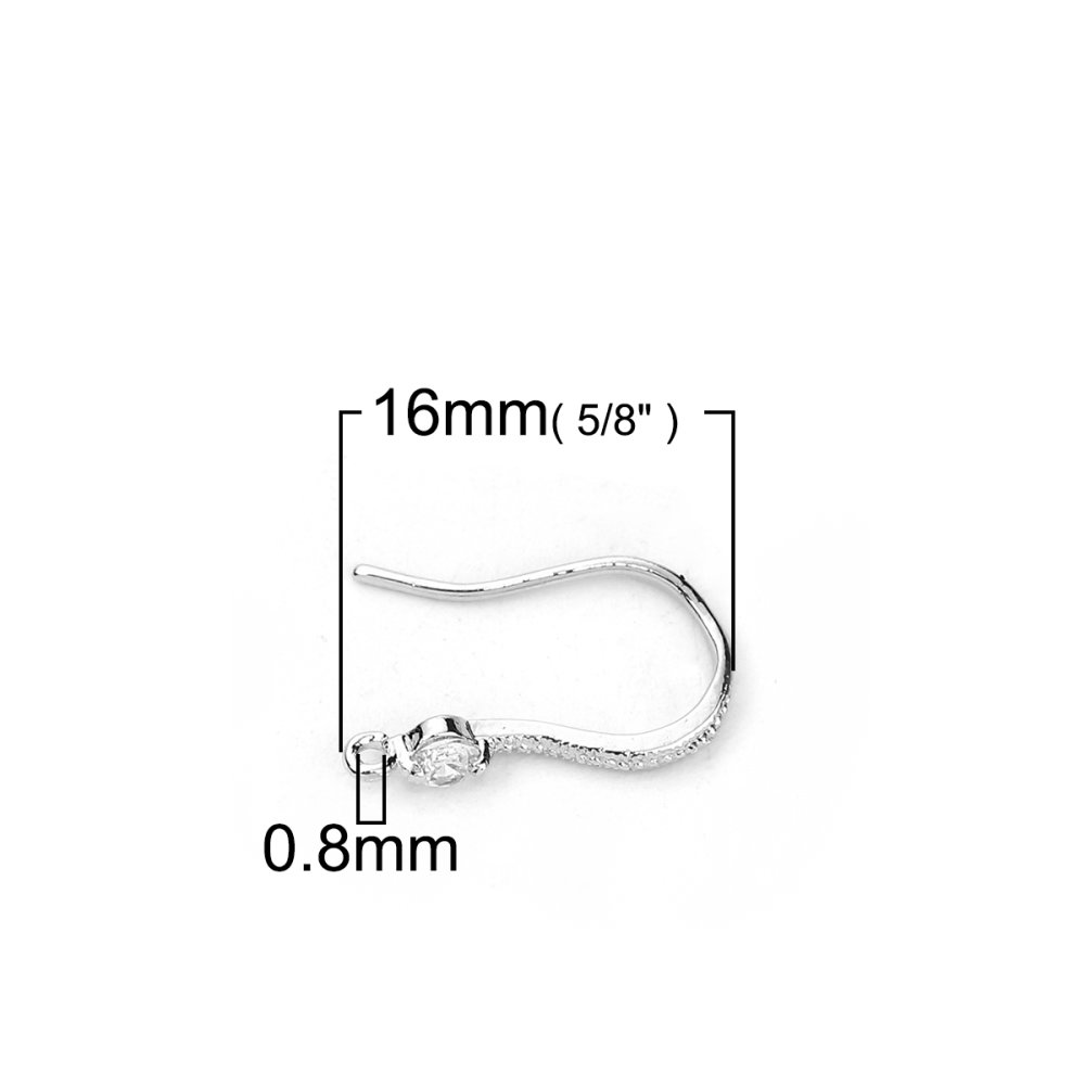Oorbelhouder N°01 Platina vergulde haak en Transparant Strass