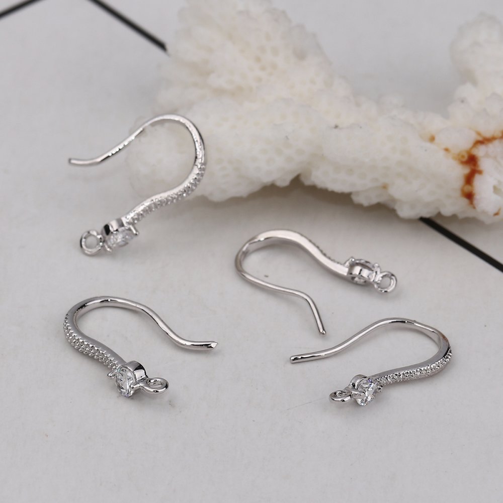 Oorbelhouder N°01 Platina vergulde haak en Transparant Strass