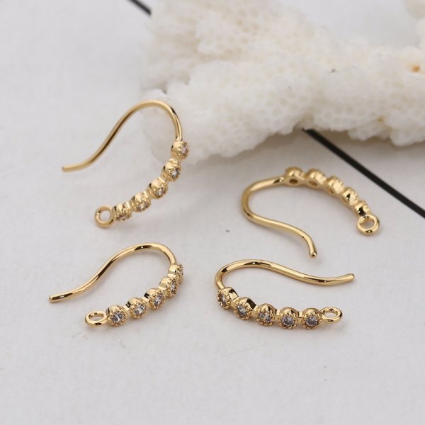 Oorbelhouder N&deg;29 Vergulde haak en Strass