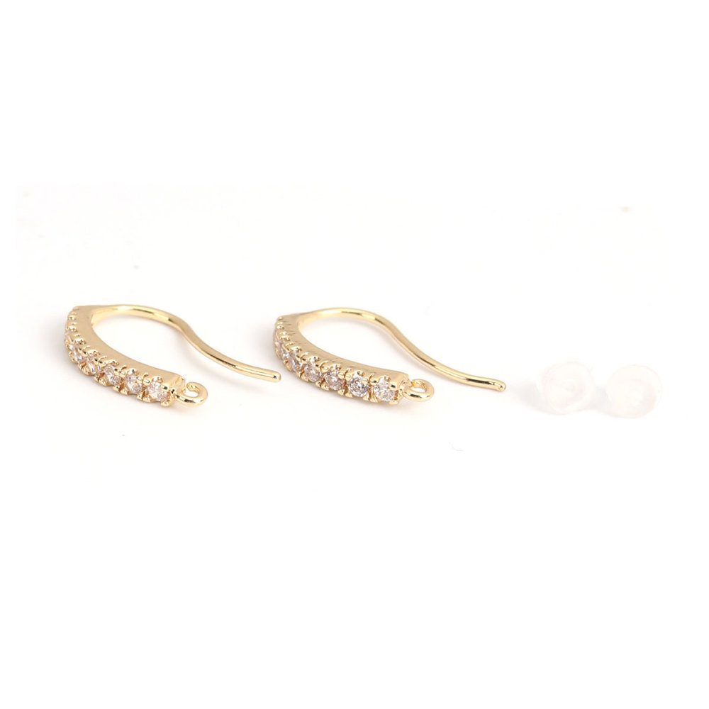 Oorbelhouder N°31 18K Vergulde haak en Transparant Strass