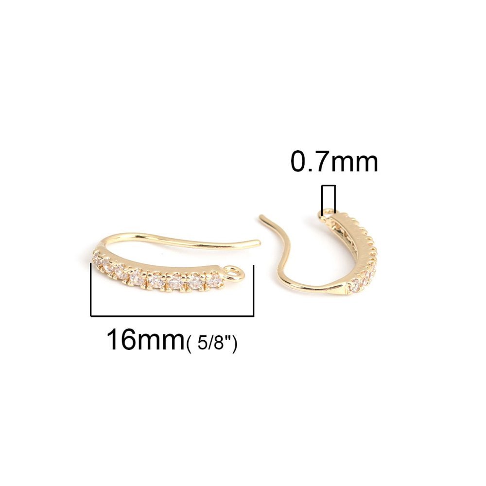 Oorbelhouder N°31 18K Vergulde haak en Transparant Strass