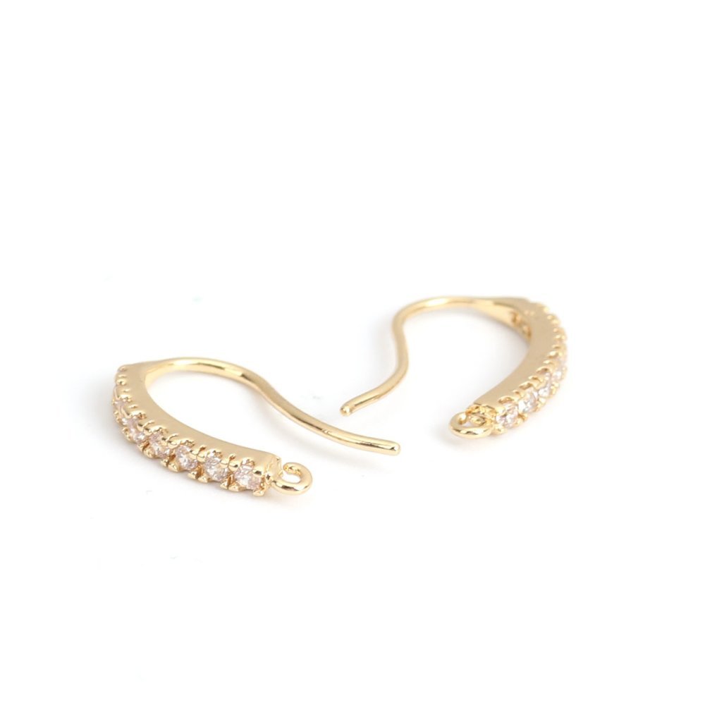 Oorbelhouder N°31 18K Vergulde haak en Transparant Strass