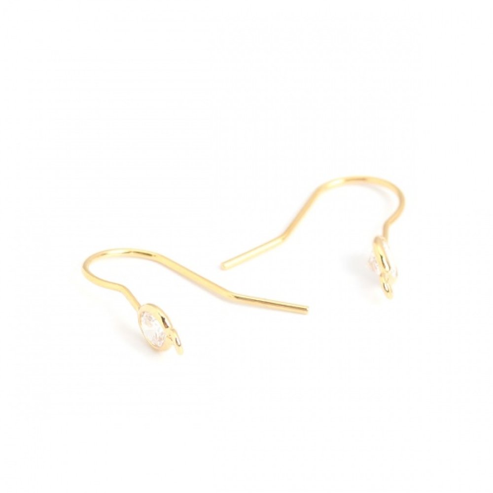 Oorbelhouder N°35 18K Vergulde haak en Transparant Strass
