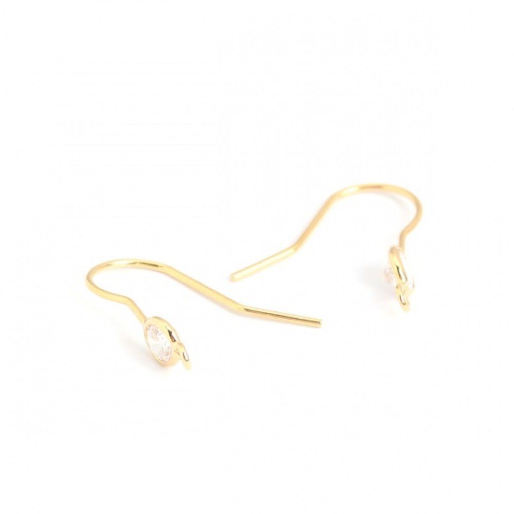 Oorbelhouder N°35 18K Vergulde haak en Transparant Strass