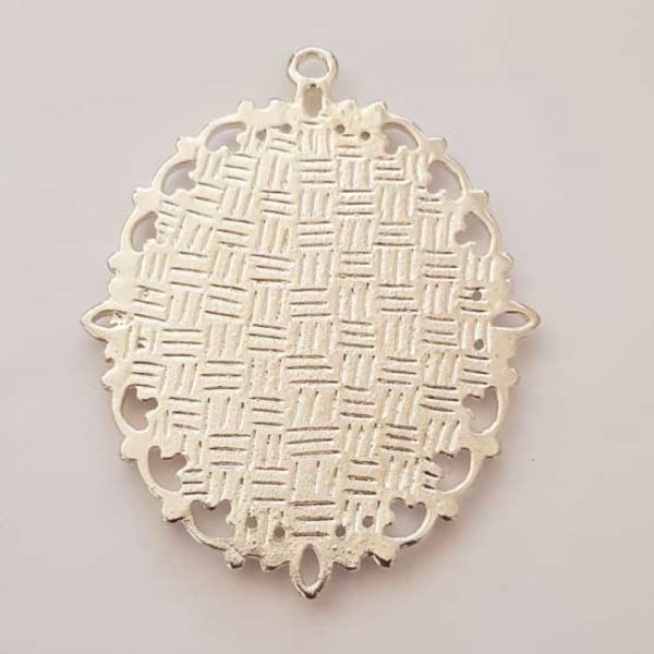 Support cabochon Ovale de 40 X 30 mm Argent N&deg;01