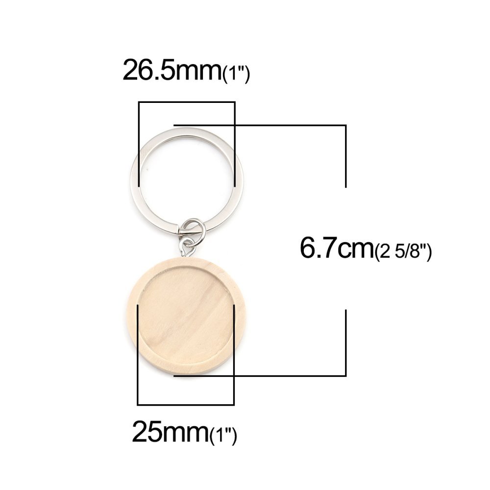 Sleutelhanger 25 mm Hout N°01