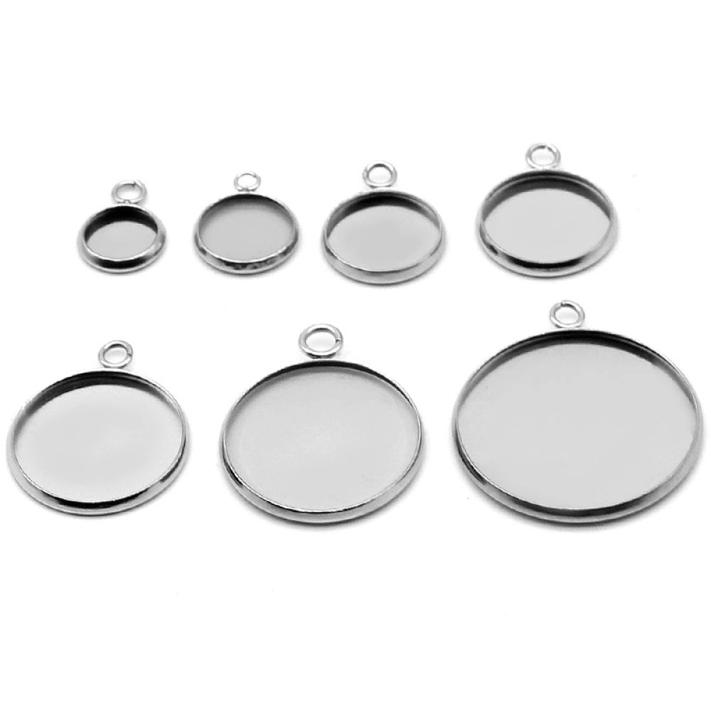 Ronde cabochonhouder 18 mm Roestvrij staal N°05 Open ring