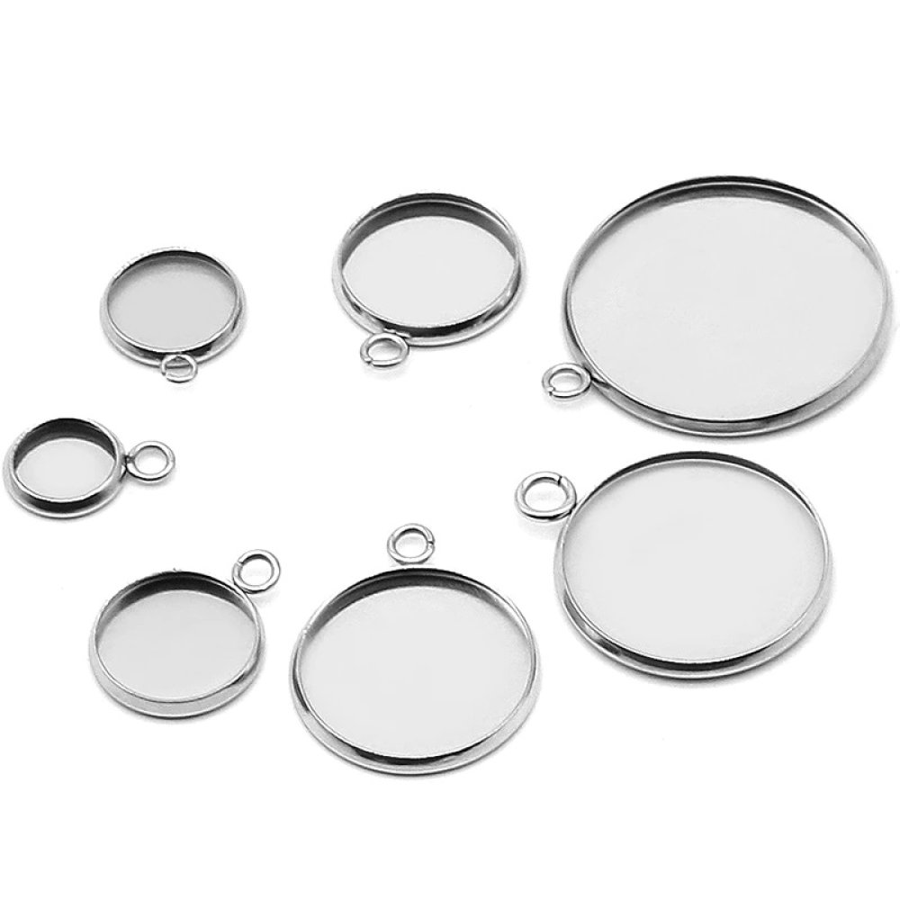 Ronde cabochonhouder 18 mm Roestvrij staal N°05 Open ring