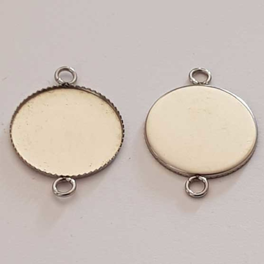 Ronde cabochonhouder 18 mm Roestvrij staal 2 Ringen