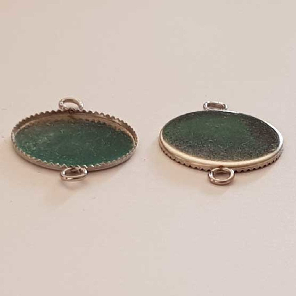 Ronde cabochonhouder 18 mm Roestvrij staal 2 Ringen