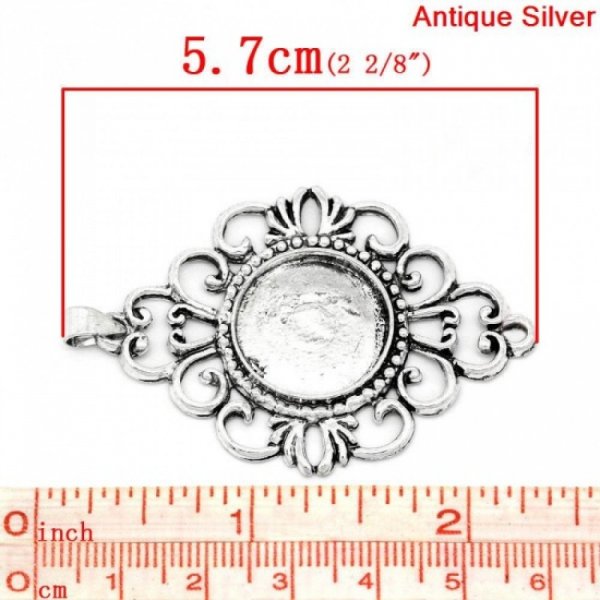 Support cabochon rond 18 mm Argent N&deg;01