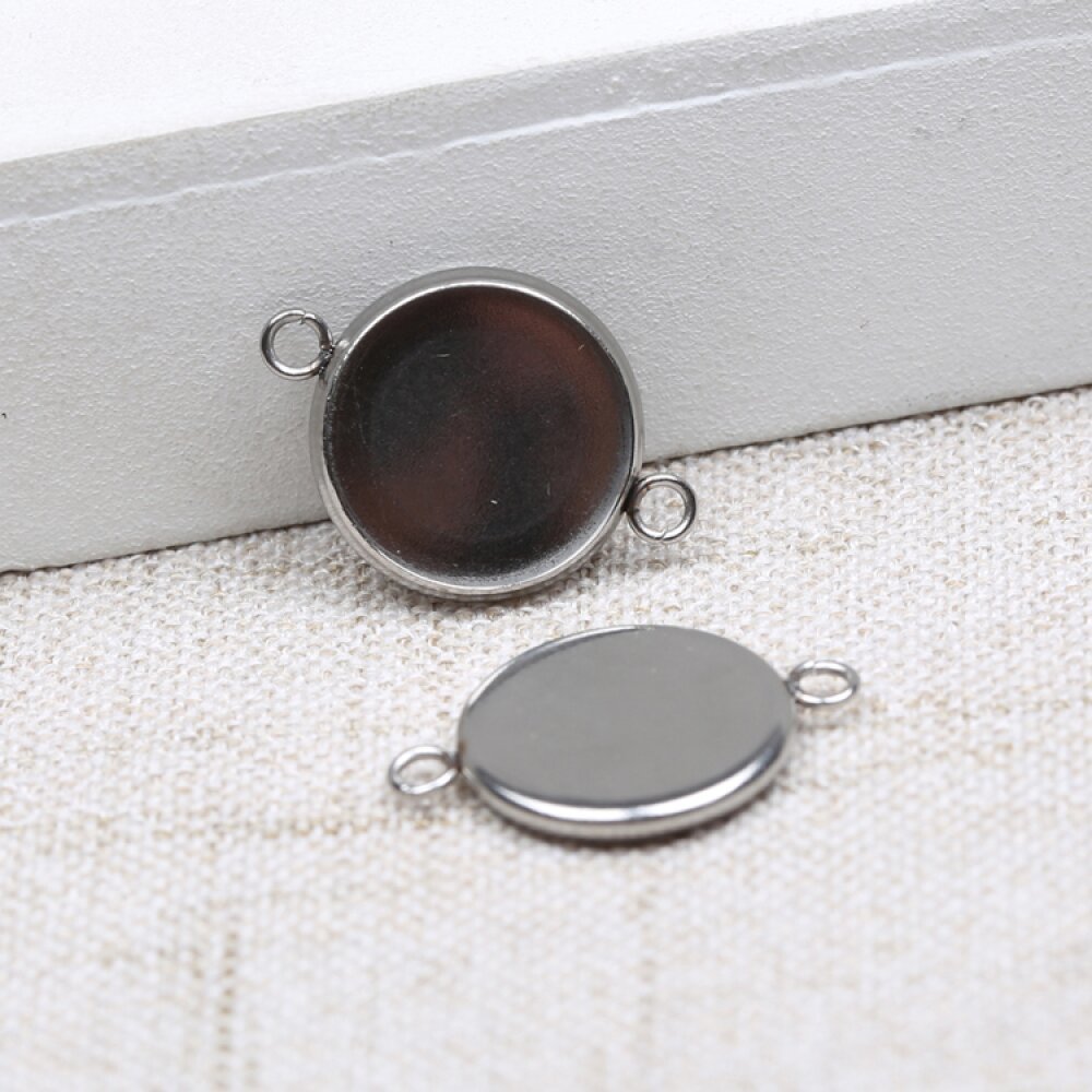 Ronde cabochonhouder 08 mm Roestvrij staal N°03 -2 Ringen