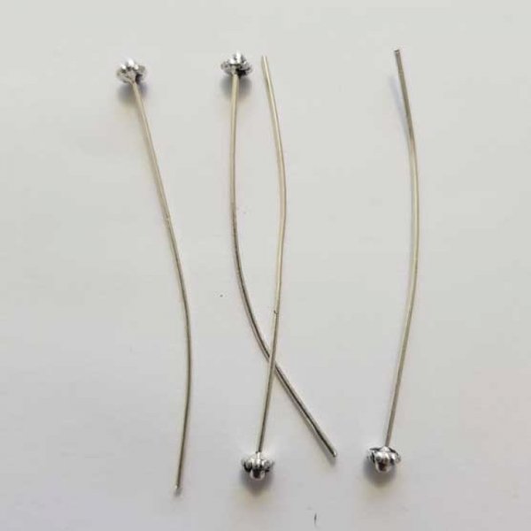 Tige / clou 54mm &agrave; t&ecirc;te boule fantaisie N&deg;04 argent Vieilli x 1 pi&egrave;ce