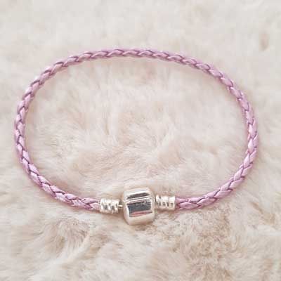 Europese Gevlochten Klem Armband Gewoon 02 VAN 15 TOT 23 CM Paars Zilver