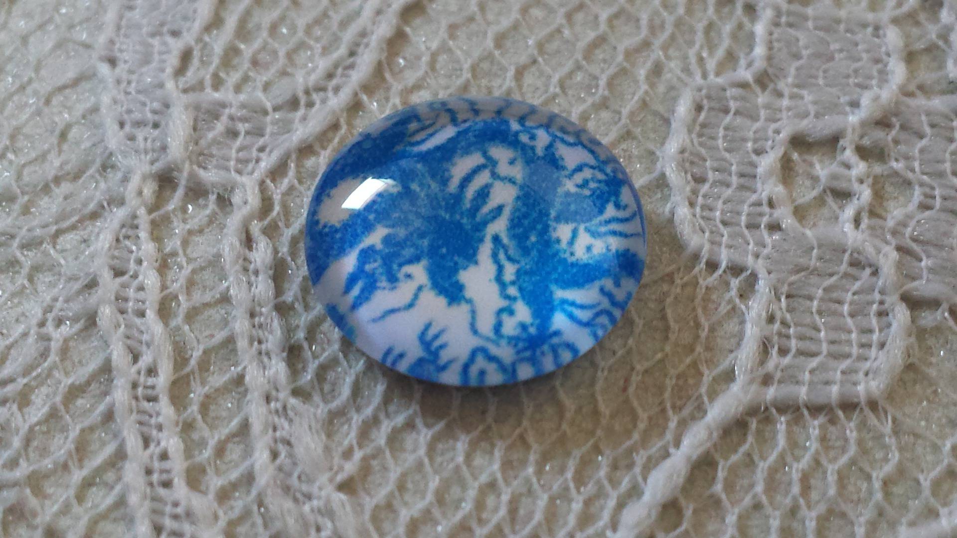 glas cabochon 12mm blauwe bloem 040 