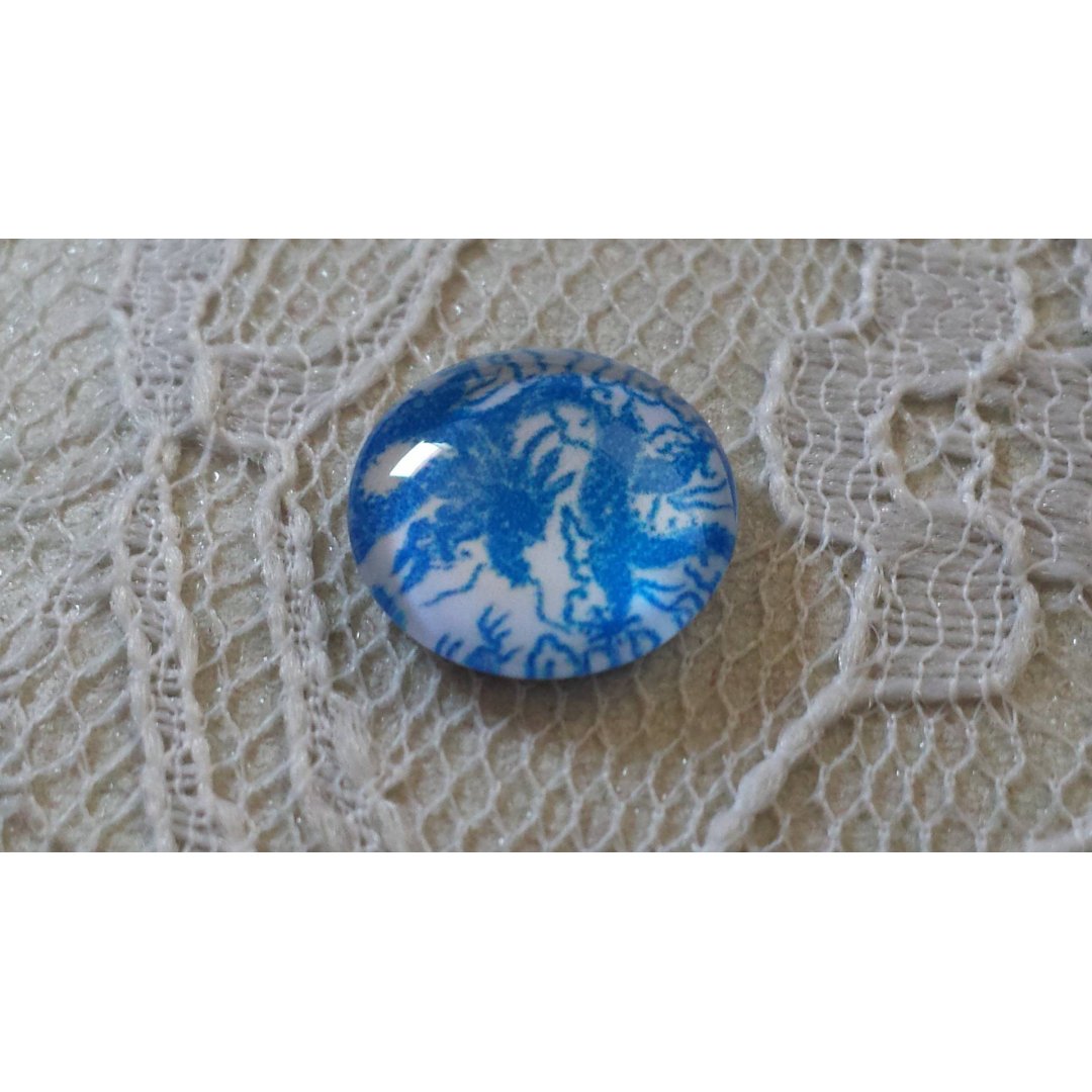glas cabochon 12mm blauwe bloem 040 